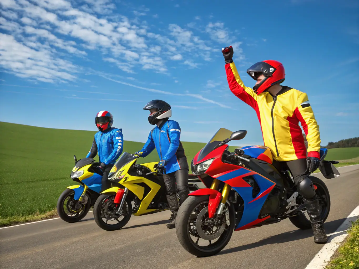 Motorcycle riders participating in a vibrant cultural festival, showcasing their bikes and engaging with the local community in a lively parade.